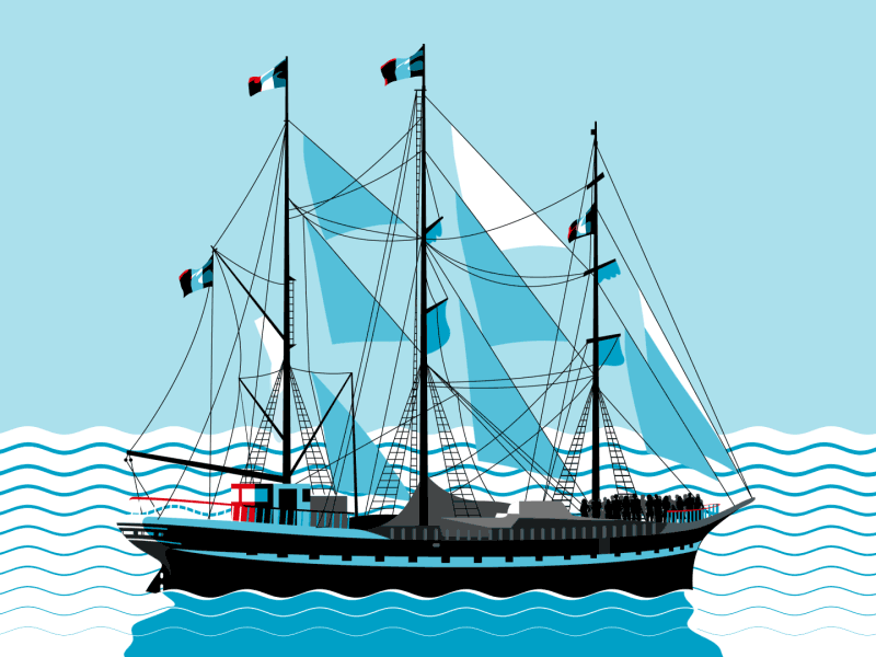 "BELLEM" french SHIP animation animation flag french illustration sea ship wave