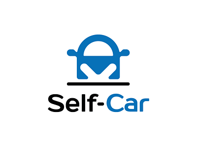 Self-car - Logo proposal 3 arrow blue brand car down drop icon lock logo parking silhouette
