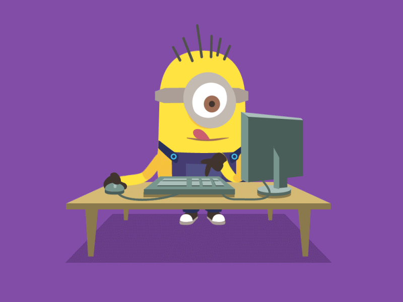 animated Minion - "Old Computer" after effects animation rigging