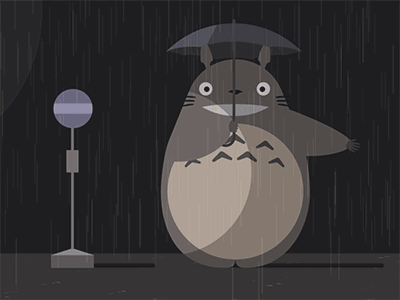 Totoro Under The Rain 2d after effects animation bounce character fremox miyazaki rain totoro