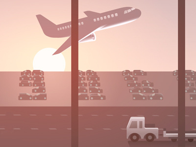 Autumn Airport - Illustration detail 1 2d airport autumn illustration plane sunset vector