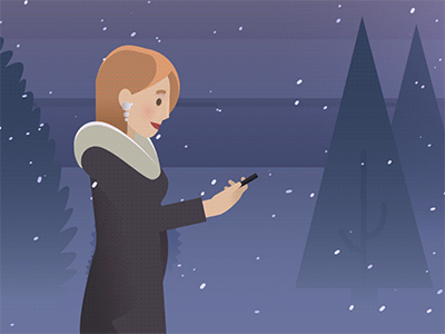 Winter Walk 2d animation character coat girl illustration phone pocket scene walk winter woman