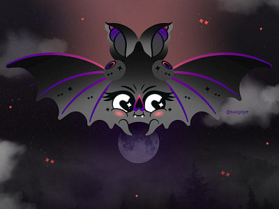 Moon Keeper! bat halloween magical moon night spooky stars vampire
