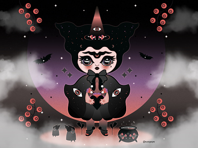I put a spell on you! dark halloween illustration magical night spooky witch