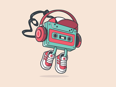 Music Cassette cassette character design epy epyartdesign illustration jump music vector