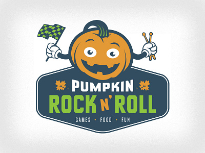 Pumpkin Rock N' Roll badge branding design event fall halloween icon illustration logo pumpkin