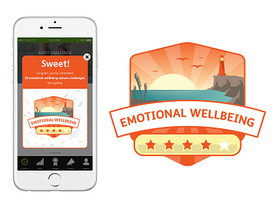 Wellness App Badge app badge icon illustration lighthouse mobile orange