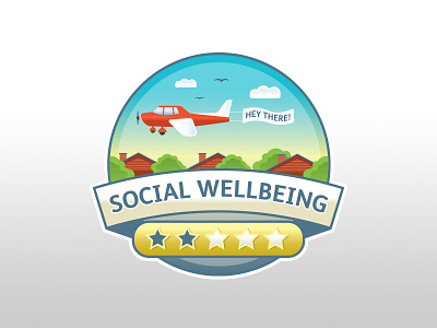 Wellness App Badge airplane app badge blue icon illustration mobile