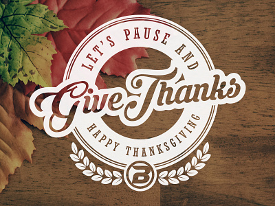 Give Thanks! badge bright light circle holidays script thanksgiving