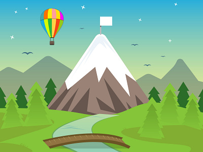 Mountainscape app balloon illustration mobile mountain vector wellness