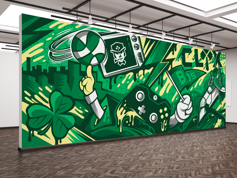 Boston CLTX nka2k graphic mural illustration sports nba green boston