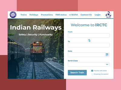 Indian Railway Website Mockup