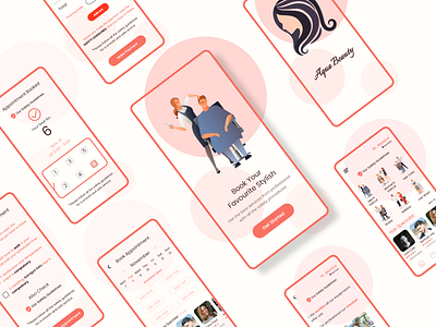 SALON MOBILE APP adobexduikit branding design dribbble flat hair salon hairdresser illustration logo minimalism mobile app mobile ui salon app salon logo simplistic ui ux web.