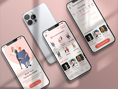 Salon App Mockup app branding design flat icon illustration ios app design logo minimalism salon simplistic ux vector