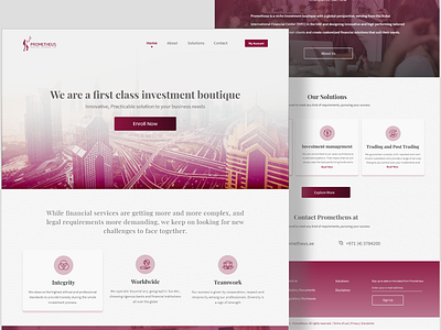 Investment boutique design landingpage ui ux web design