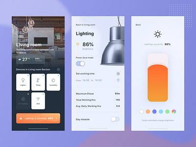 Daily UI Challenge #015 - On/Off Switch (Smart home app) app brightness daily ui challange dailyui dailyui 015 dailyui 016 dailyui challenge design house illustration lighting living room mobile app pop up popup smart smart house ui uidesign vector