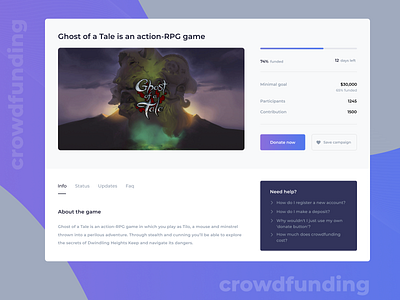 Crowdfunding Campaign - Daily Ui #032 crowdfunding crowdfunding campaign daily ui challenge dailyui dailyui challenge dailyui032 donate game ui vector web