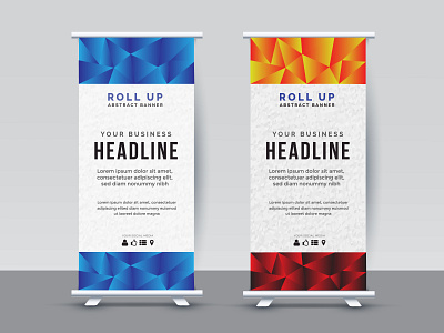 Modern Roll Up Banner Design Template, Vertical ad banner business creative display exhibition illustration vector