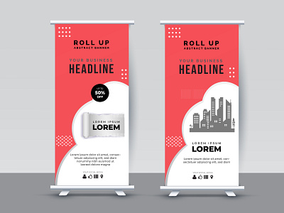 Modern Roll Up Banner Design Template ad business creative design display exhibition graphic design illustration vector