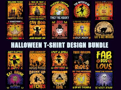 Halloween T-Shirt Design Bundle witch