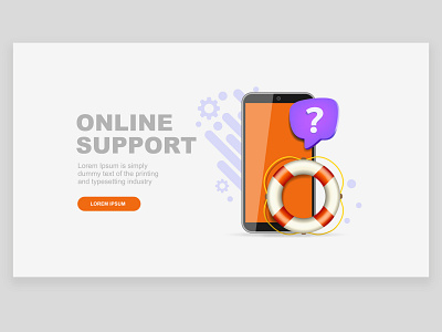 Online support 3d banner concept design graphic header icon landing page logo mobile ui design vector vector illustration web