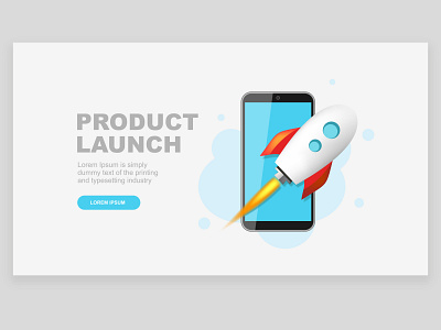 Product launch 3d branding concept design graphic header icon landing page smartphone typography ui ui design vector illustration web