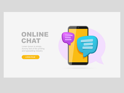 Online chat 3d background chat concept graphic design heder mobile online smartphone ui design vector vector illustration web