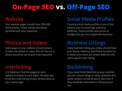 On-Page SEO vs. Off-Page SEO backlinking digitalmarketing marketing offpageseo onpageseo seo webdesign