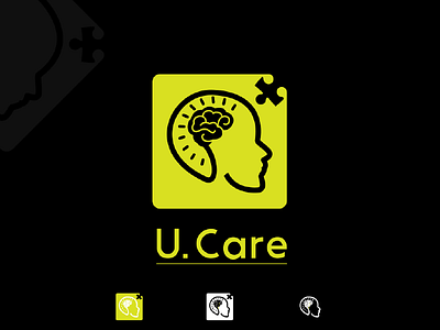 Logo/App icon for U. Care app brain clever efficiency graphic green health icon logo mental metahuman think