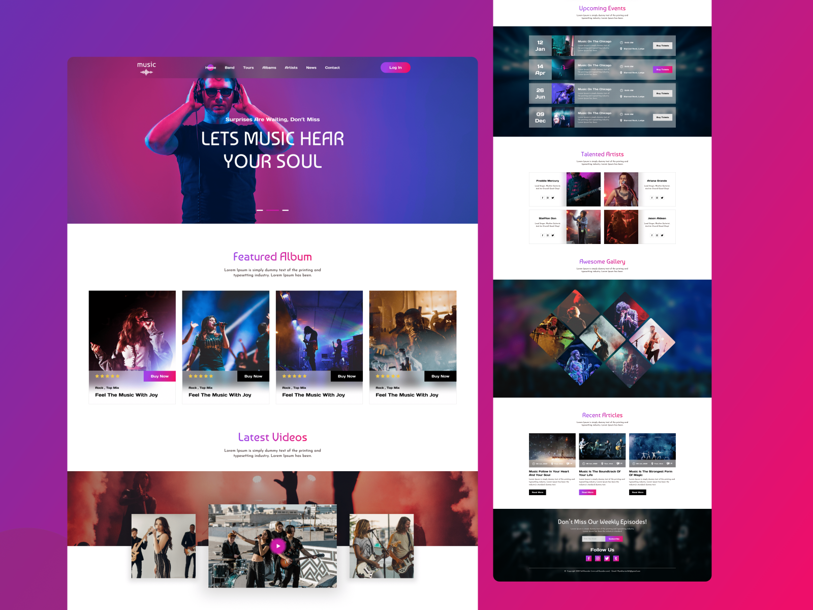 Music Landing Page by Shariar Hossain on Dribbble