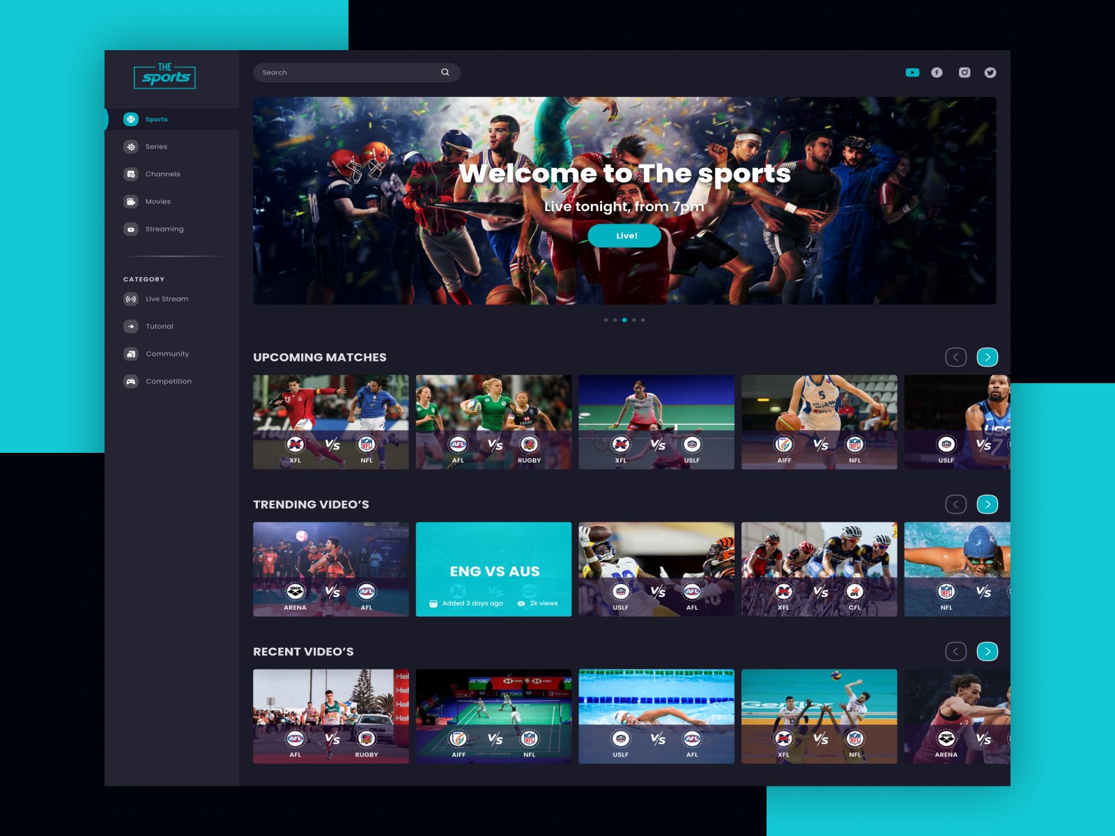 Sports Streaming website by Shariar Hossain on Dribbble