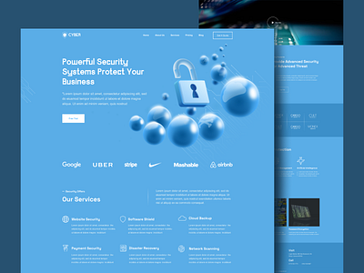 Cyber Security Landing Page animation cyber cyber security cyberpunk cybersecurity hacking homepage interaction interface landing page lock privacy product design protection security security agency shield uiux web design website