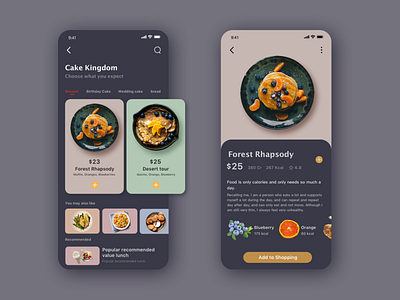 Interface designed for gourmet app