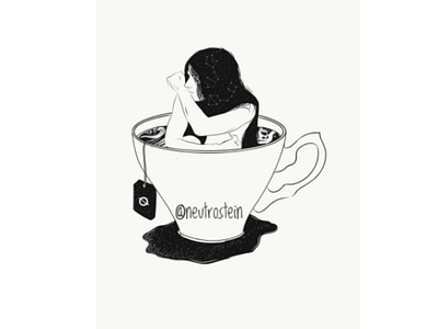 Spaced submergence adobe draw black hole bw coffee girl illustration space