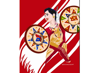 NASONI (Female Dancer) japi bihu assam illustration