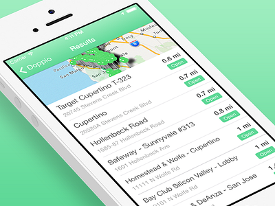 Doppio for iOS app flat interface ios ios7 iphone map mobile starbucks ui