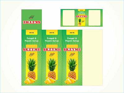 SKZYME artwork artworks box design branding design energetic food product green green box green pack green packaging packaging packaging design pineapple syrup yellow