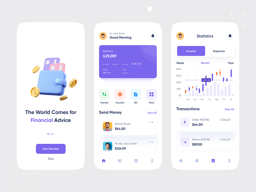 Finance App UI Design by Devignedge Design Agency on Dribbble