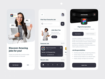 Job Finder Mobile App UI Design best dribbble shot career devignedge employee find job finder app hiring job app job finder job listing job portal job search listing app mhmanik02 trendy design vacancies