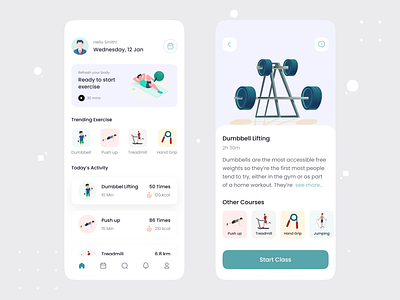 Fitness Mobile App UI Design.