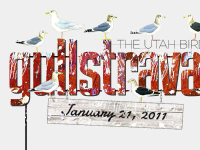 Gullstravaganza birds font gray red type texture white