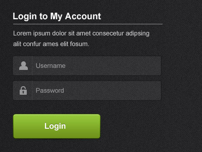 Login Panel black gray green ipad login pattern ui white