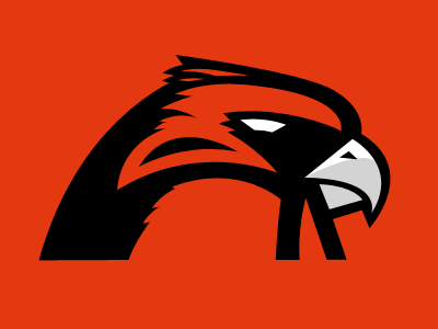 Falcon bird black branding gray logo orange raptor vector white