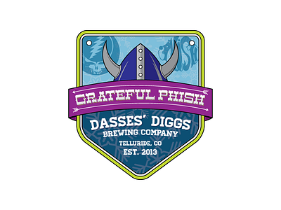 Grateful Phish 3 badge brew color design logo phish