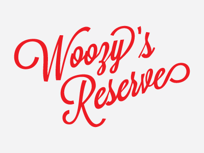 Woozy's Reserve branding calligraphy logo script wine
