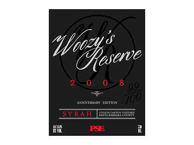 Woozy's Reserve Final Label black design label logo monogram wine