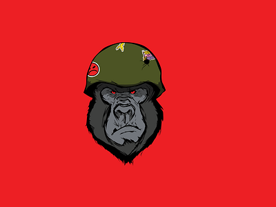 Gorrila Warfare design gorilla illustration red vector