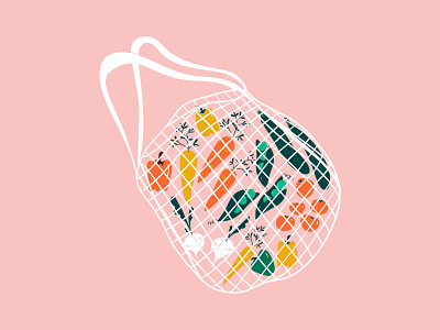 Retour de marché bag design illustration illustrations procreate procreate art vegetables