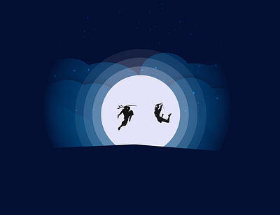 Ninja Fight Silhouette adobe illustrator adobe xd creative design illustraion illustration illustrator minimal minimalistic night ninja silhouette