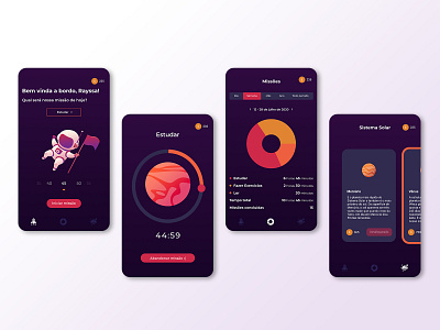 SPACESHIP | Pomodoro App app app design design gradient mobile mobile app design solar system ui user inteface